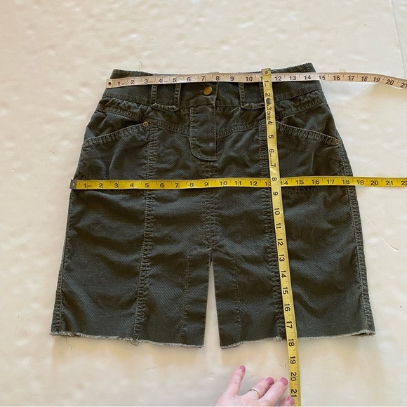 Vintage Y2K Tom K Nguyen Velvet Skirt Womens Size 2 XS Army Green Military Core - Picture 8 of 8